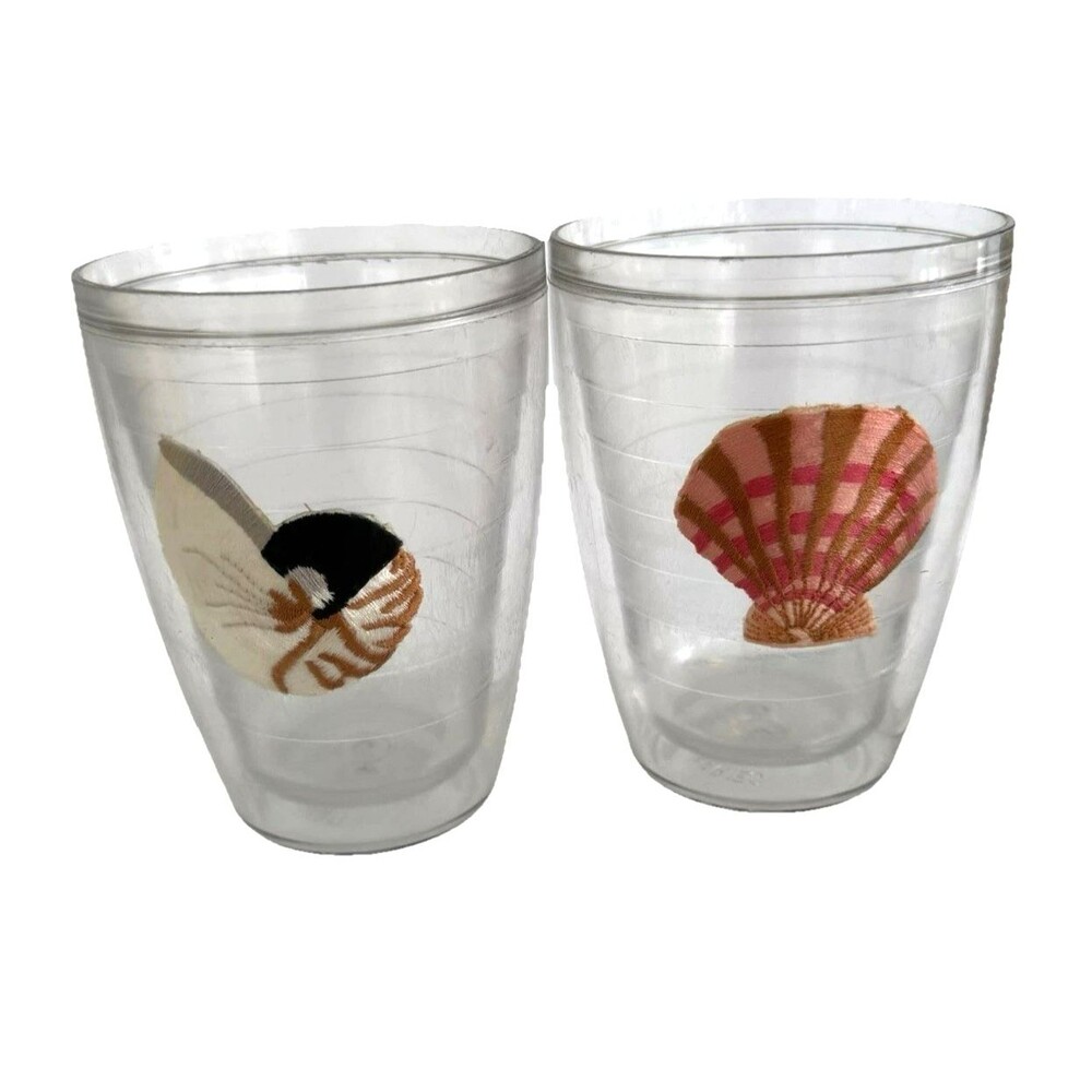 Set of 2 Signature Series Nautilus Scallop Shell Tumbler Cups 12oz Insulated USA